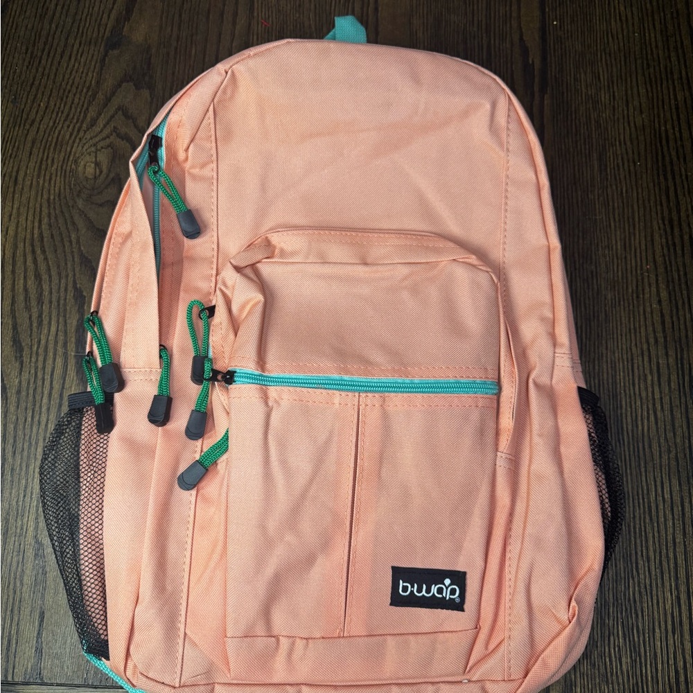 Peach Women's Backpack with Green Accents